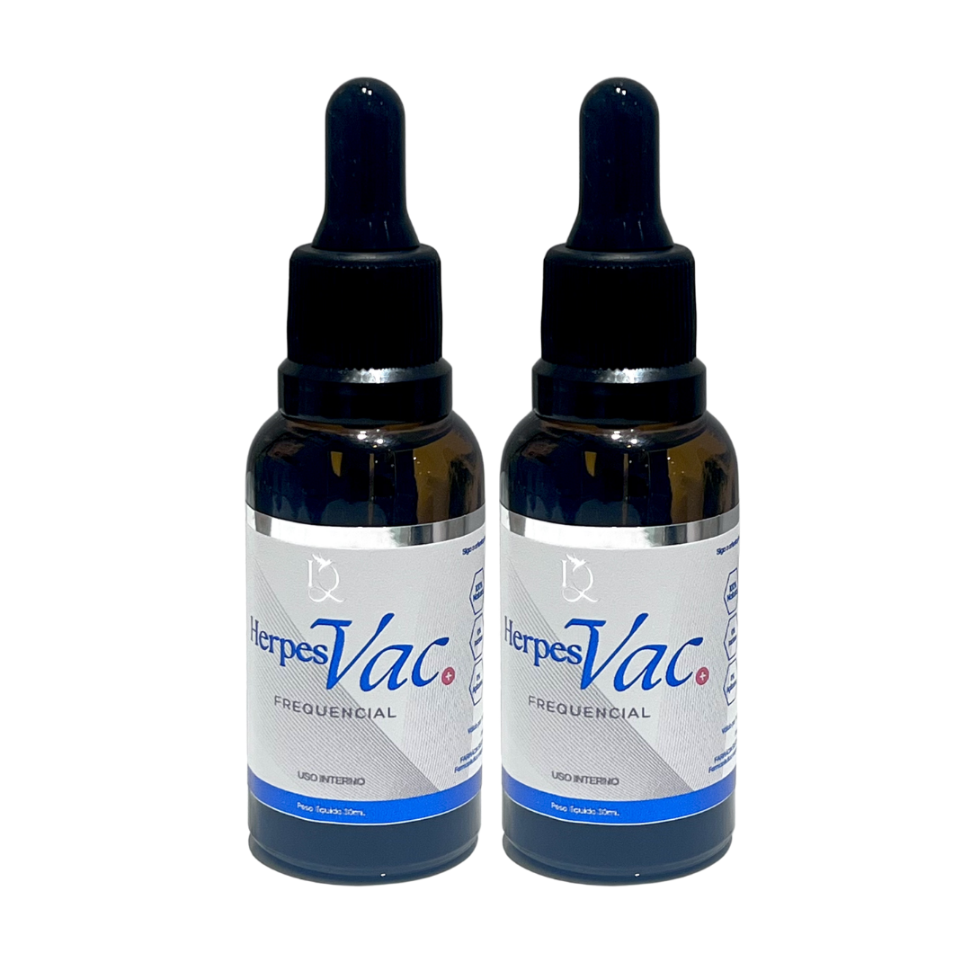 Kit 2 Frascos Bioenergético HVac - Auxilio para todos os tipos de Herpes - Duração de 2 meses